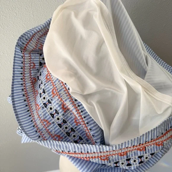 THML Blue and White Striped Cotton Sun Dress with Tassels & Embroidered Details - Picture 10 of 14